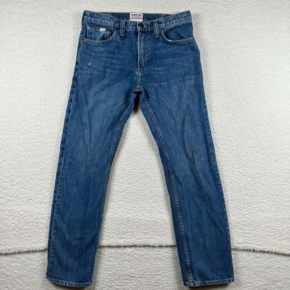 Vtg Lands End Straight Fit Jeans Mens USA Made Durable Goods 30 Blue Workwear